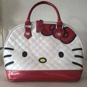 Loungefly Hello Kitty quilted faux patent leather face & bow large domed satchel